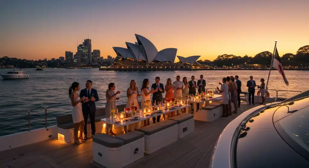 Elegant Yacht Celebration Cruising by Sydney Opera House